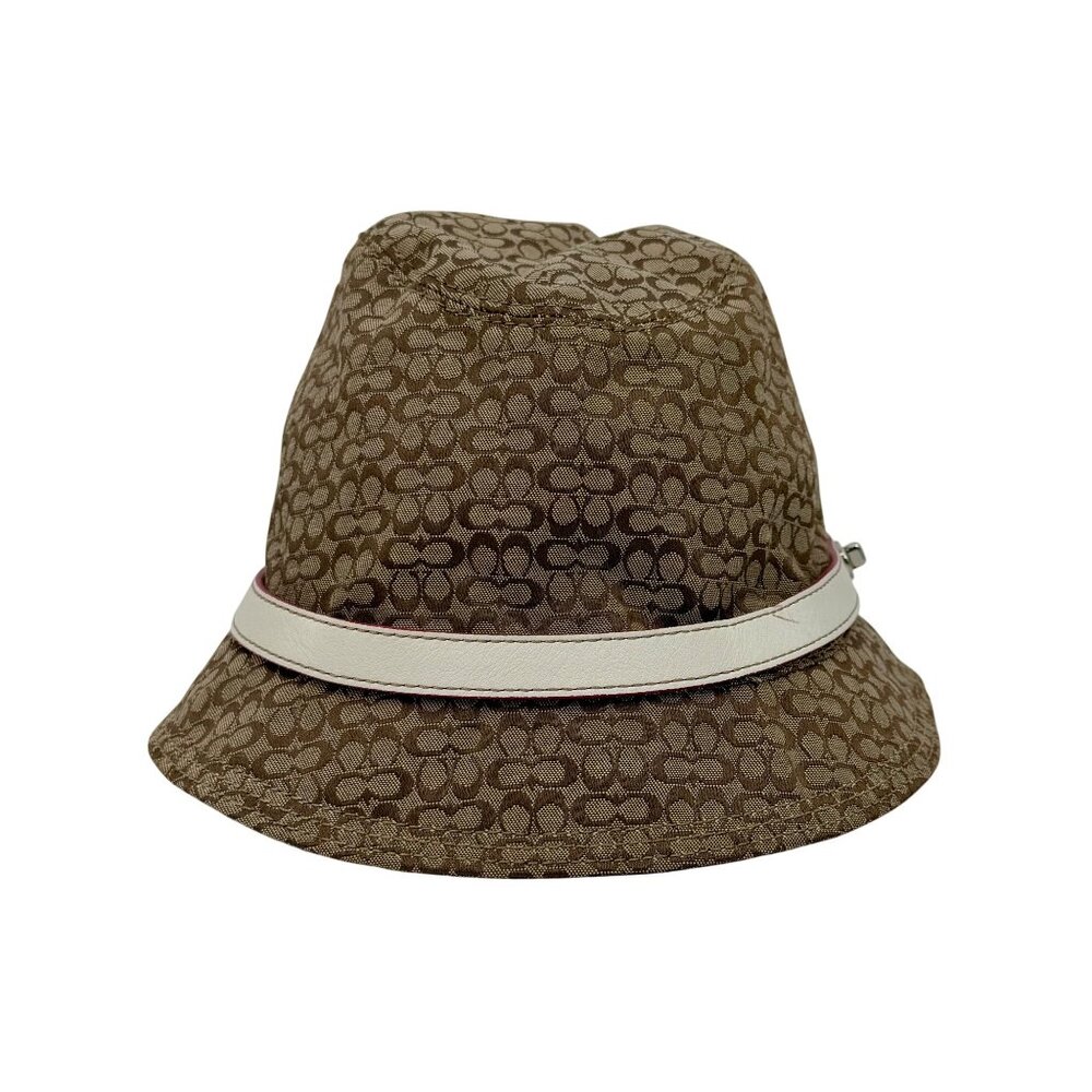 Vtg Y2K Coach Signature Brown Bucket Hat | Preppy Grunge Coastal Grandmother P/S - Picture 2 of 15